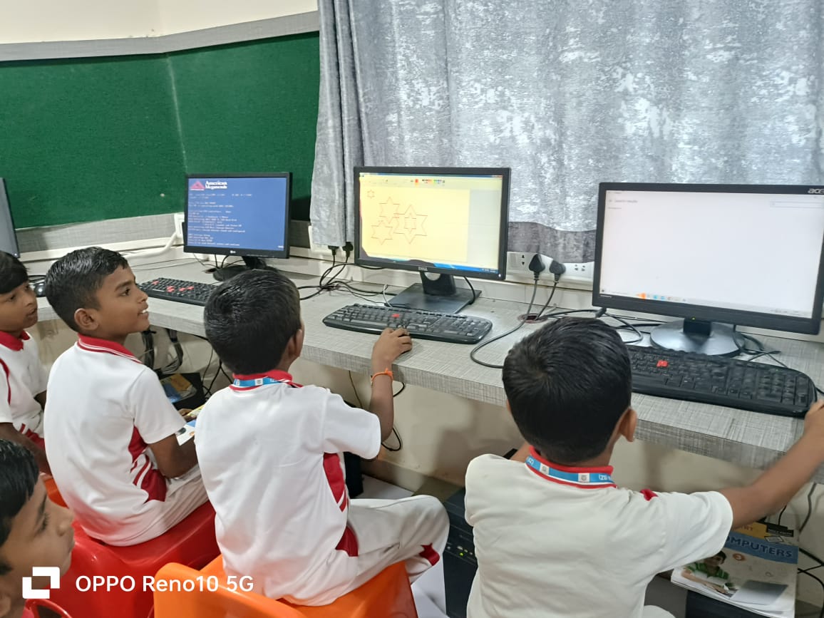 Students learning computers